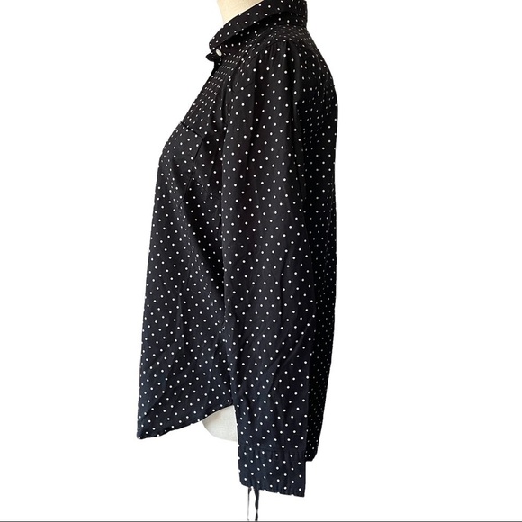 NEW WITH TAGS Old Navy black white polka dot  long sleeved blouse collared shirt - Picture 2 of 8